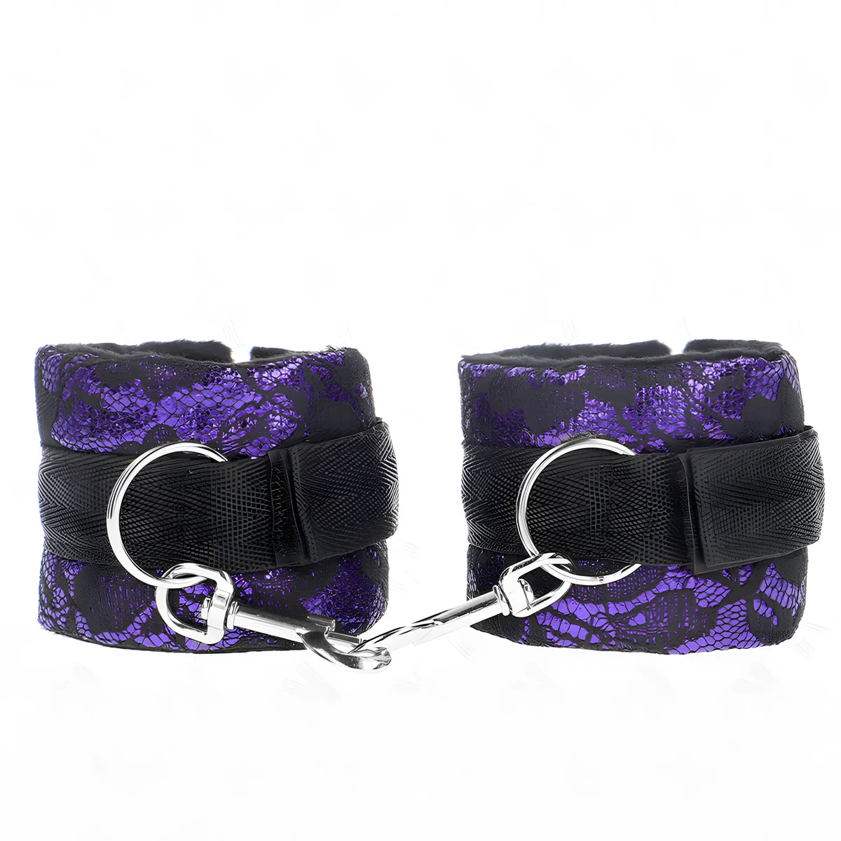 kink attentes poignets courtes en dentelle de velours et reliure en nylon violet noir 23 x 6 5 cm