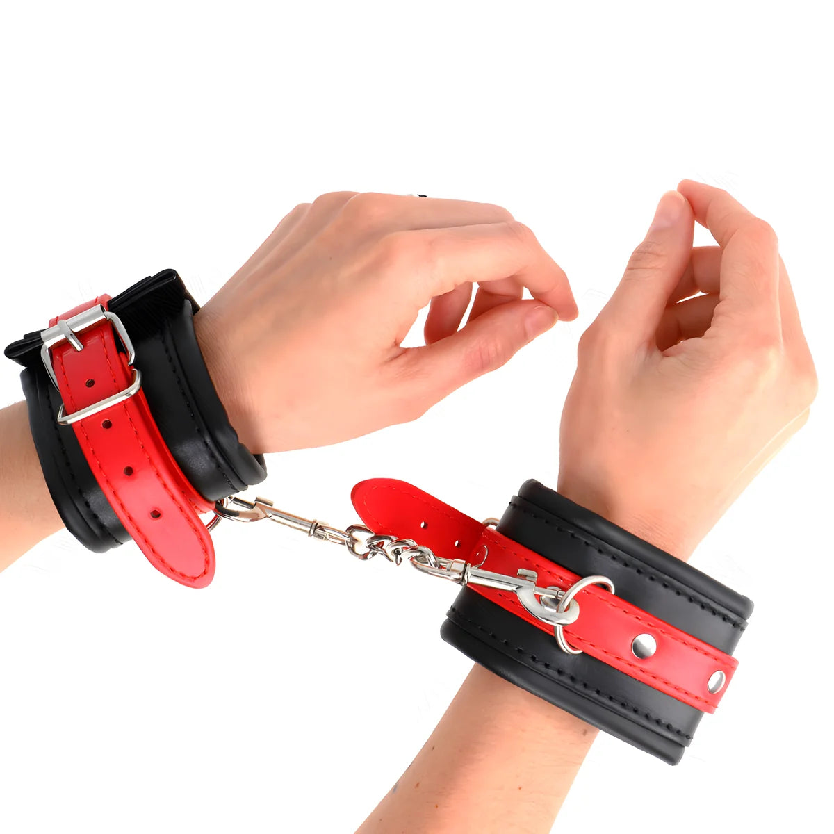 kink appui poignets noir avec ceinture rouge ajustable 17 28 cm x 6 cm