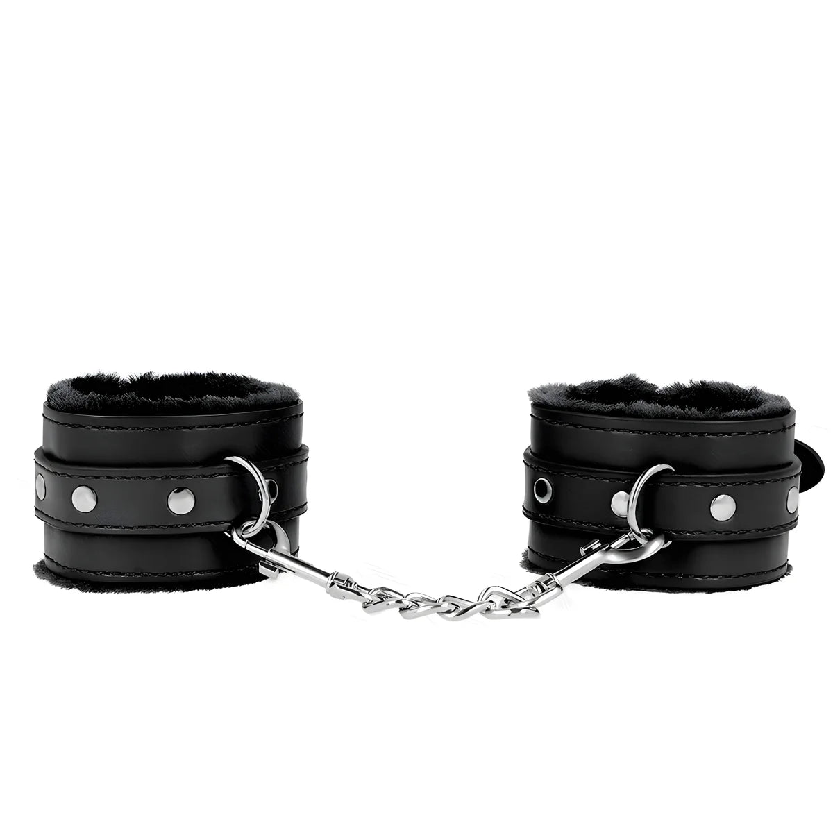 kink appui poignets doubles de fourrure premium noir avec ceinture noire reglable 17 29 cm x 6 cm