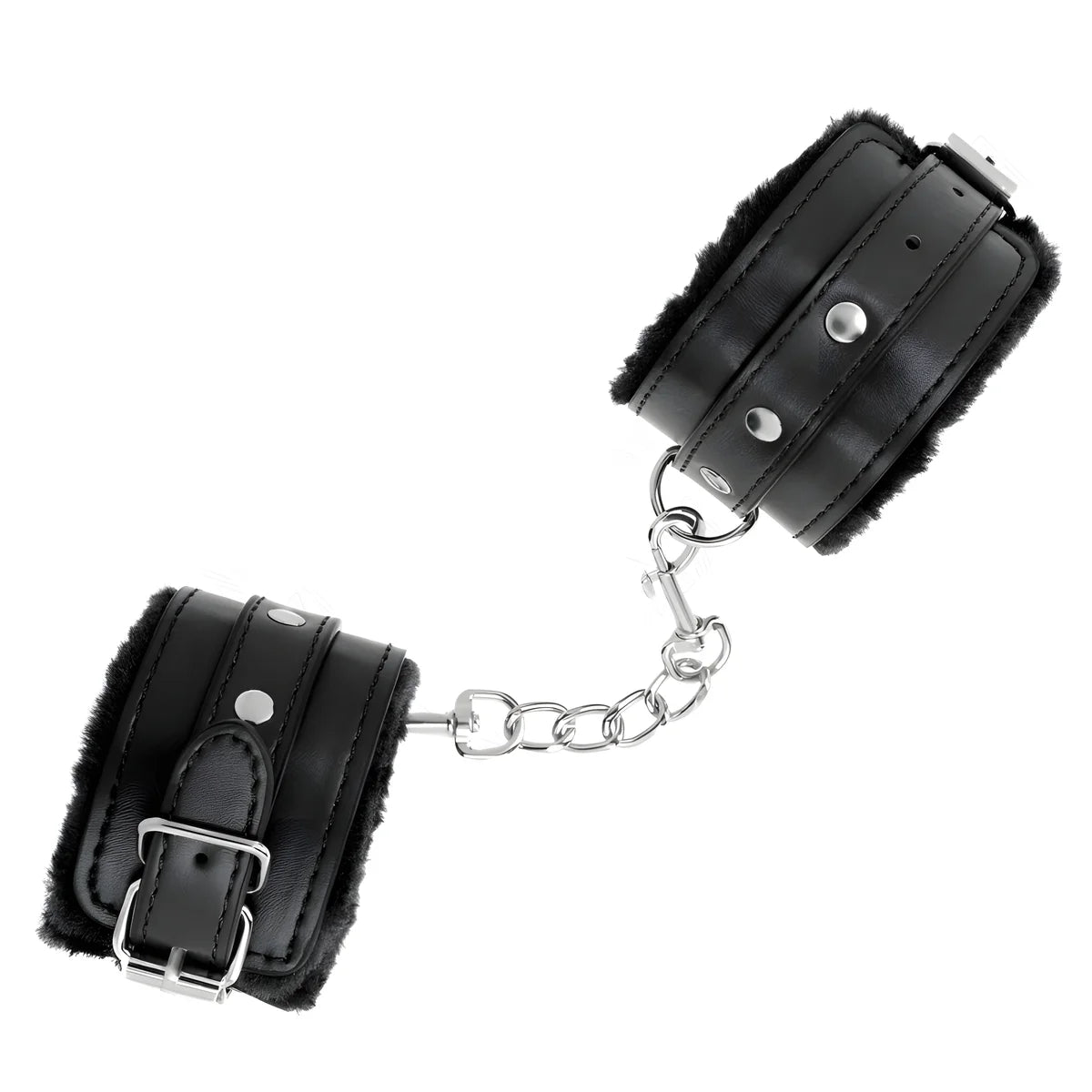 kink appui poignets doubles de fourrure premium noir avec ceinture noire reglable 17 29 cm x 6 cm