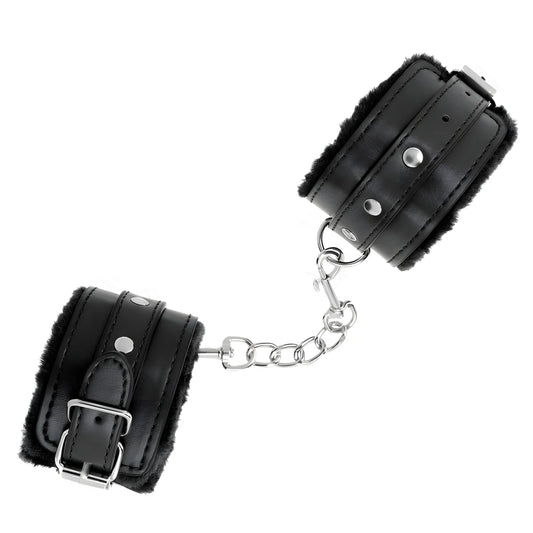kink appui poignets doubles de fourrure premium noir avec ceinture noire reglable 17 29 cm x 6 cm