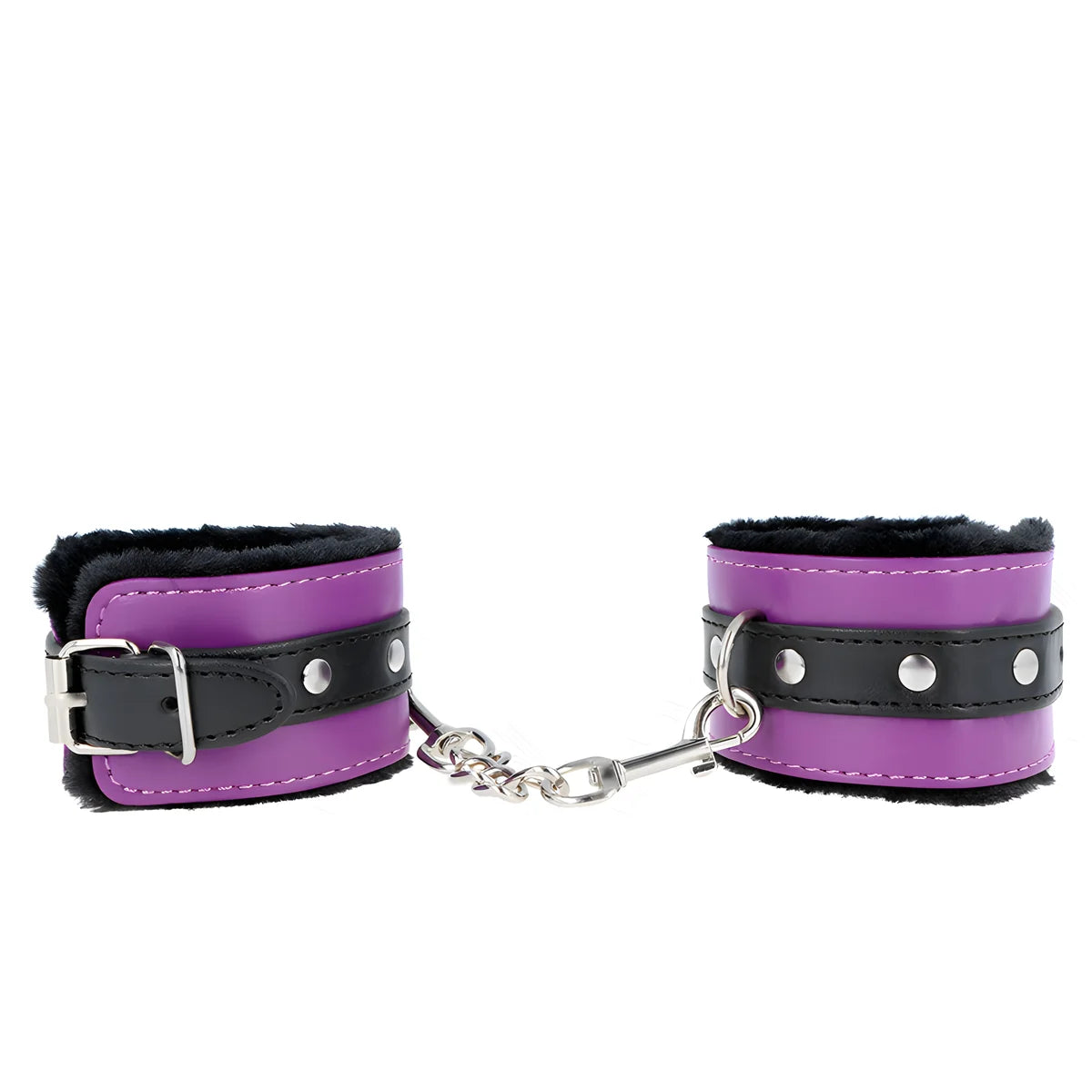 kink appui poignets doubles de fourrure premium noir avec ceinture violet noire reglable 17 29 cm x 6 cm