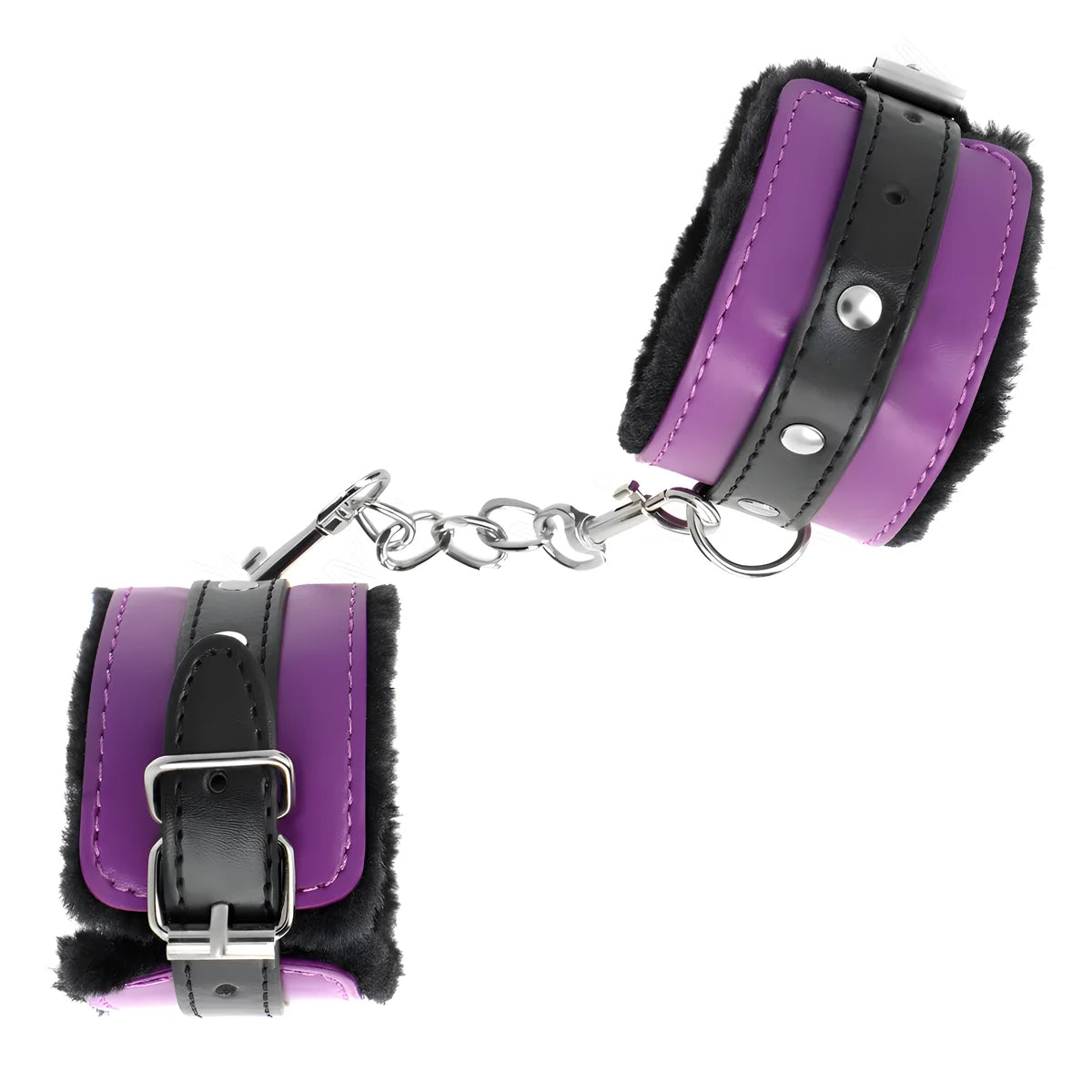 kink appui poignets doubles de fourrure premium noir avec ceinture violet noire reglable 17 29 cm x 6 cm
