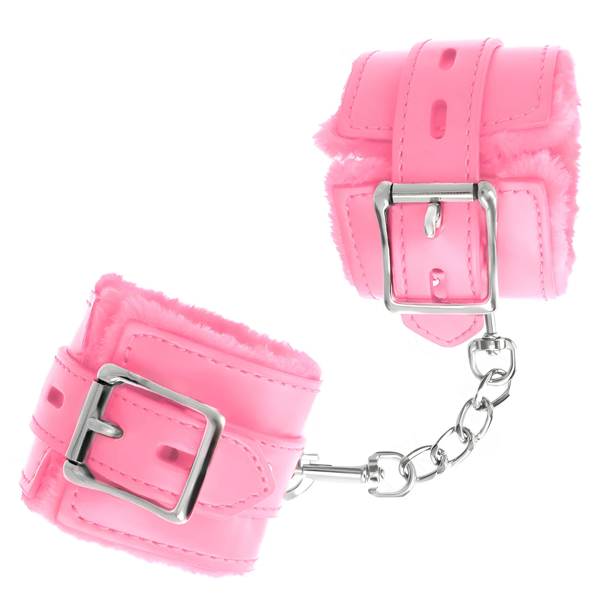 kink appui poignets doubles de fourrure avec trous carres rose et ceinture rose reglable 17 29 cm x 6 cm