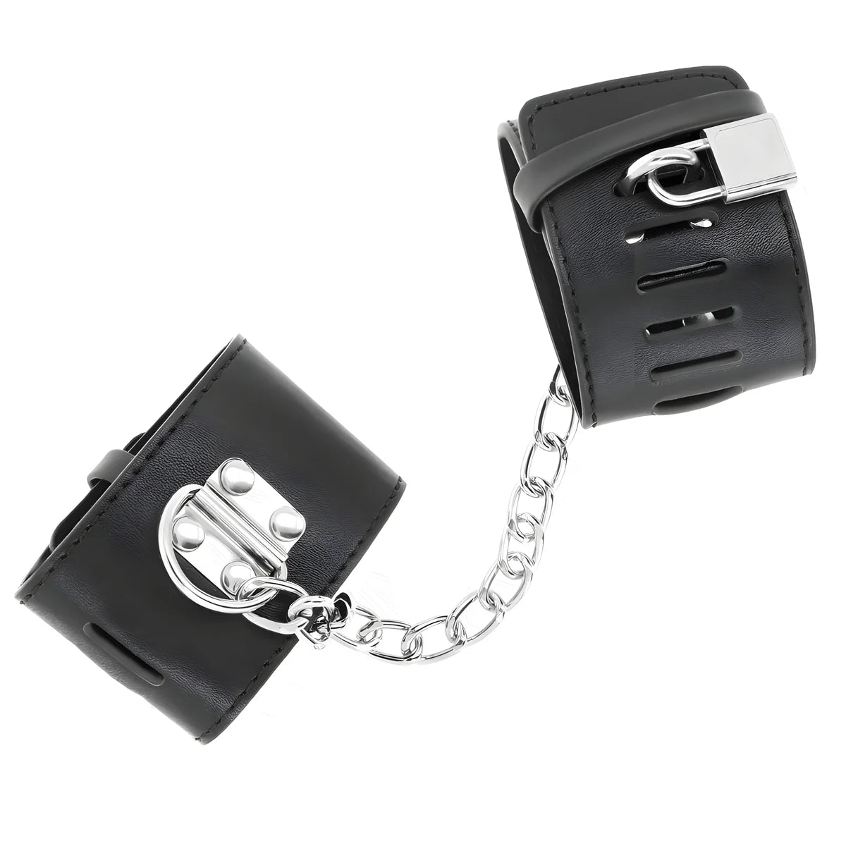 kink appui poignets fixes avec chaine 30 cm et fermeture par cadenas noir reglable 16 23 cm x 5 5 cm