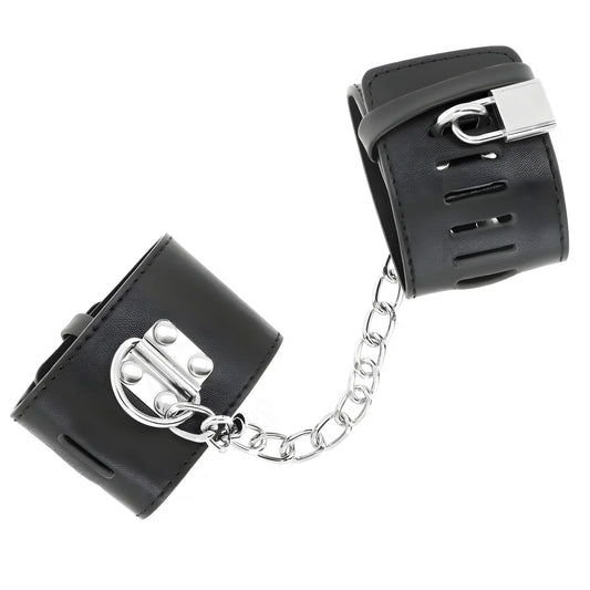 kink appui poignets fixes avec chaine 30 cm et fermeture par cadenas noir reglable 16 23 cm x 5 5 cm