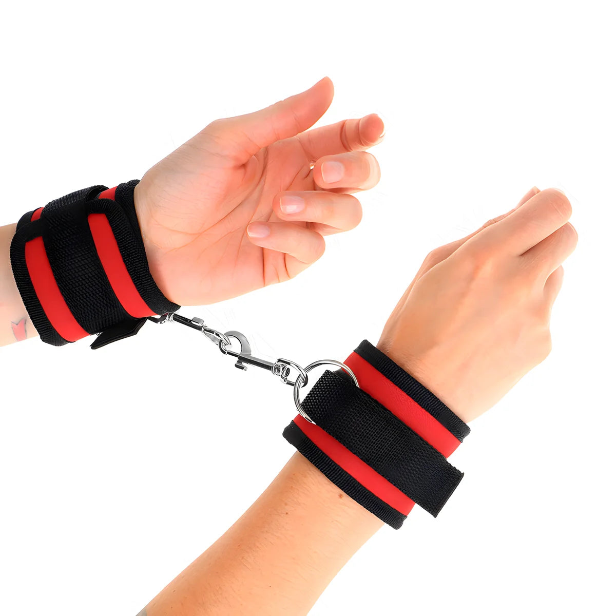 kink appareils poignets a crochet et boucle en nylon rouge noir modele 2 reglable 18 35 cm x 6 cm