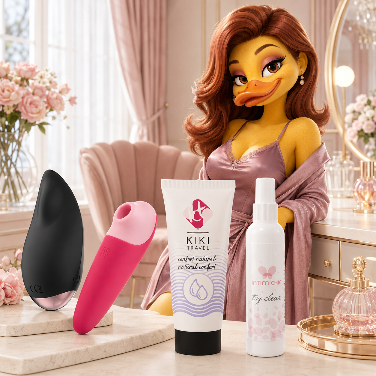 Coffret de deux sextoys femme rechargeables ROMP Shine X et Coquette avec lubrifiant et nettoyant