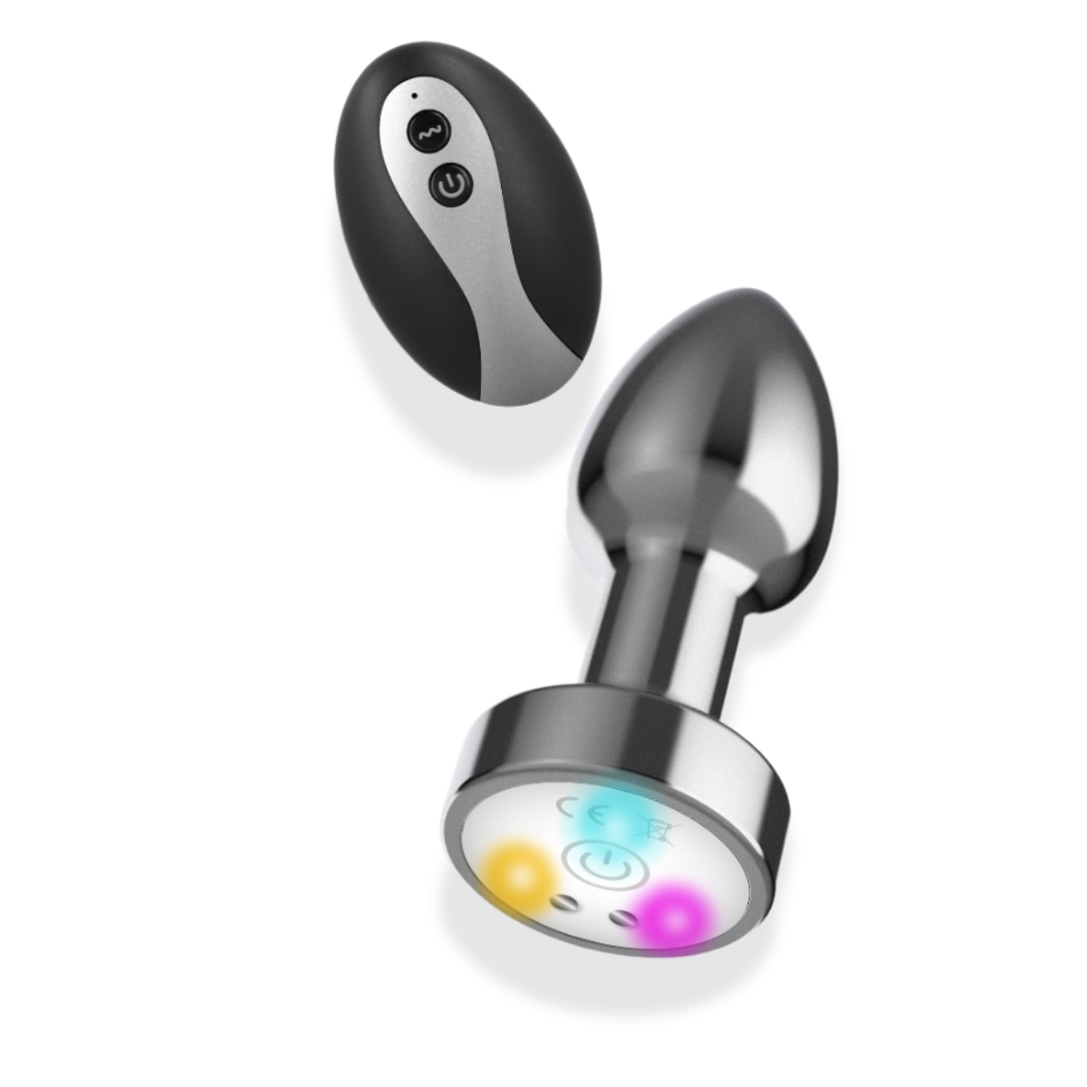 Plug anal vibrant en métal avec lumières led et télécommande