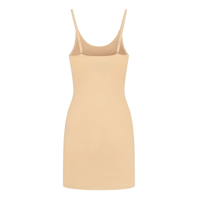 Robe singlet invisible Bye Bra beige posee a plat vue de dos, dos large et microfibre jersey extensible pour un maintien doux et discret sous les tenues moulantes
