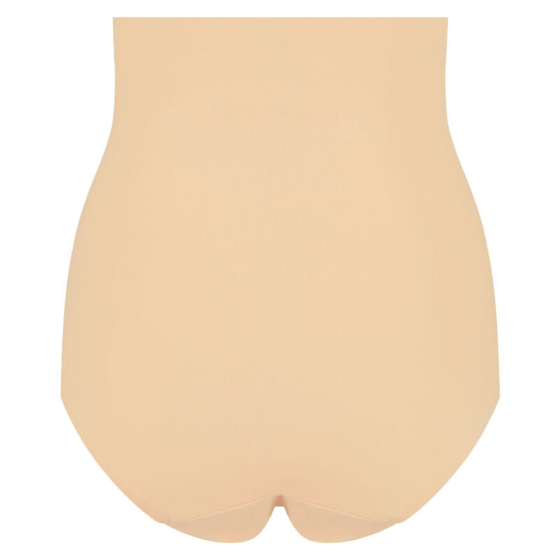 Culotte sculptante taille haute Bye Bra chair presentee a plat, coupe galbante sans couture, controle du ventre, gousset hygienique, invisible sous les tenues moulantes.