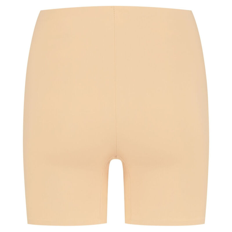 Short invisible lissant Bye Bra beige presente a plat de face, taille mi-haute lisse et jambes courtes, microfibre jersey legère au contrôle leger discret sous les vêtements