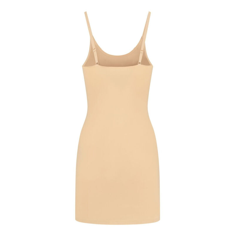 Robe singlet invisible Bye Bra beige posee a plat vue de dos, dos large et microfibre jersey extensible offrant un maintien doux et discret sous les tenues moulantes