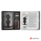 Emballage du plug anal Anbiguo Tibério ouvert, face marbre et verso avec notice detaillee, presentation du jeu anal vibrant a perles compatible Watchme.