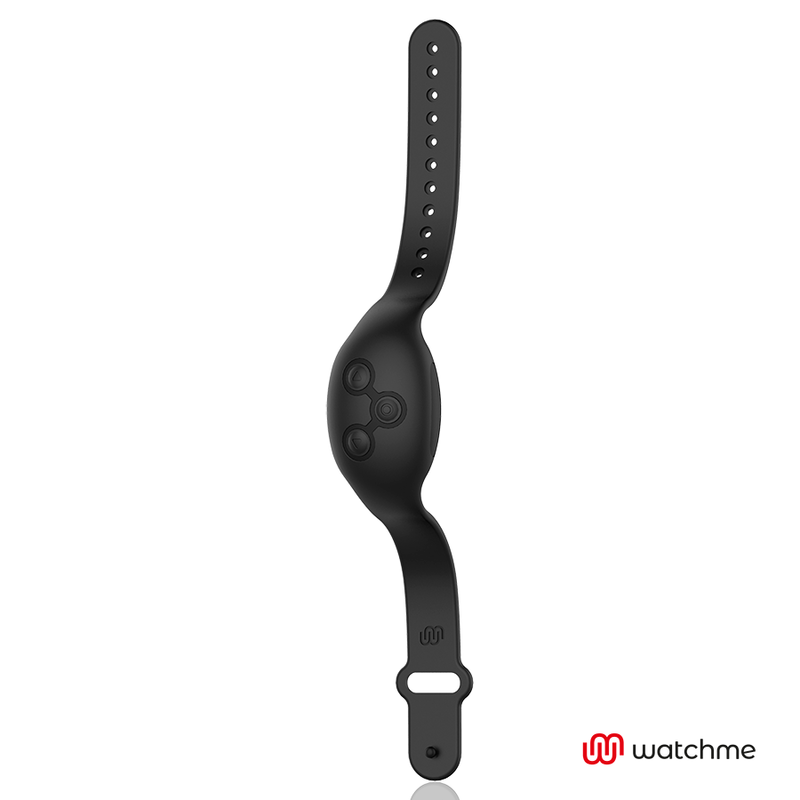 Bracelet deroule de la telecommande montre Watchme en silicone noir avec boitier de commande, accessoire sans fil du plug anal a perles Anbiguo.
