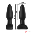 Schema cote du plug anal Anbiguo André : 13,2 cm de longueur, 8 cm insérable et 3,8 cm de diametre, silicone noir conique sur base evasee securisante.