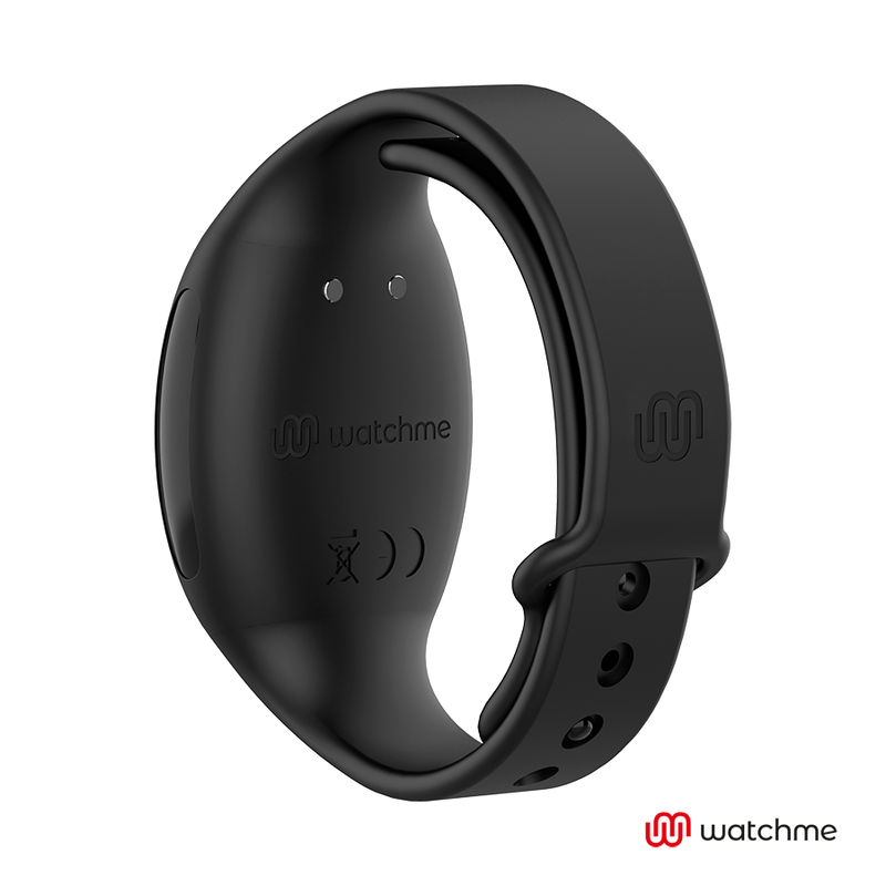 Telecommande montre Watchme du plug Anbiguo André en silicone noir, vue de face avec pictogrammes de vibration, pilotage sans fil du jeu anal a impulsions.