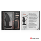 Emballage du plug anal Anbiguo Amadeus ouvert, face marbre et verso avec notice, presentation du jeu anal a perles rotatives compatible Watchme.