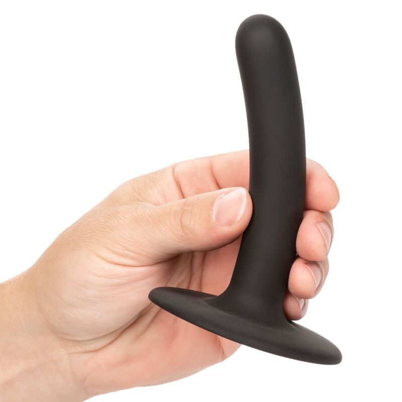 Emballage Calexotics Boundless - gode noir 11,5 cm slim visible dans la fenetre du coffret, pictogrammes des caracteristiques