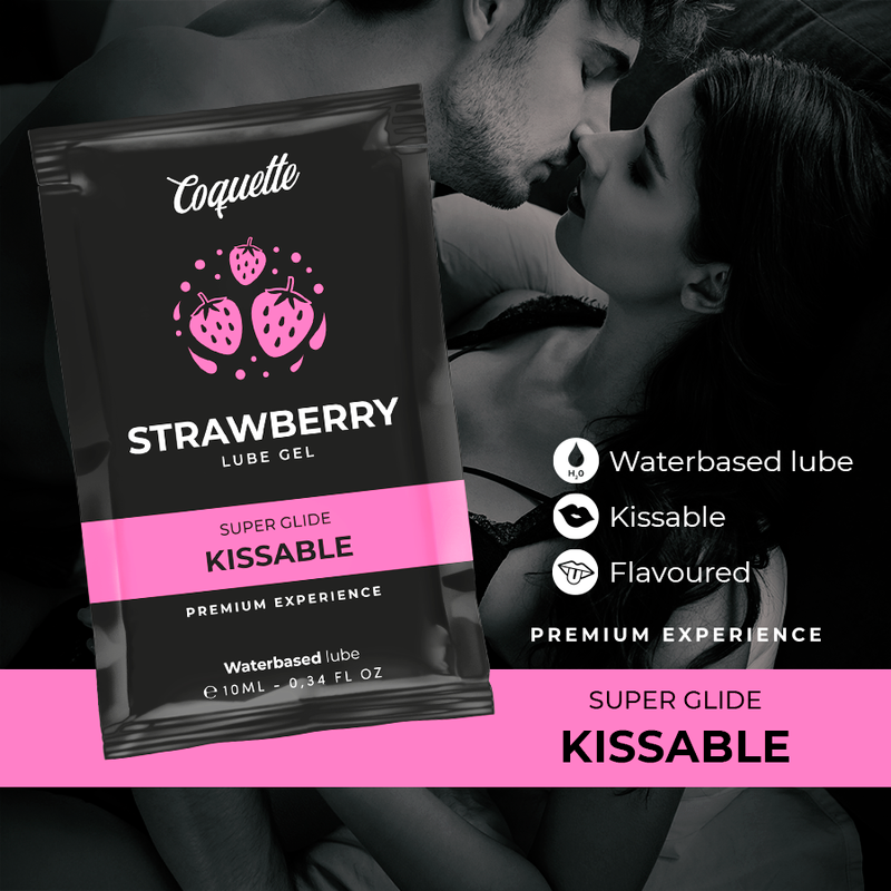 Lubrifiant gourmand base eau saveur fraise dosette — vue de profil