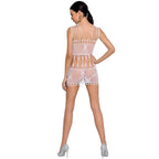 Mini-robe résille et dentelle transparente — vue de dos