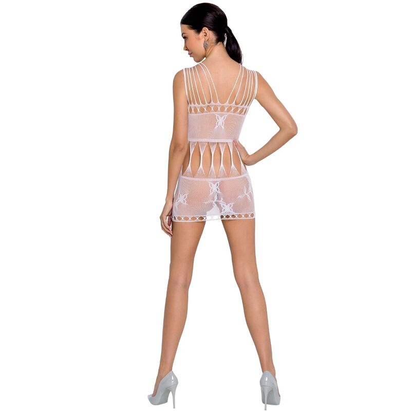 Mini-robe résille et dentelle transparente — vue de dos