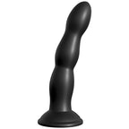 Gode noir ondulé sur base ventouse, présenté seul sur fond blanc