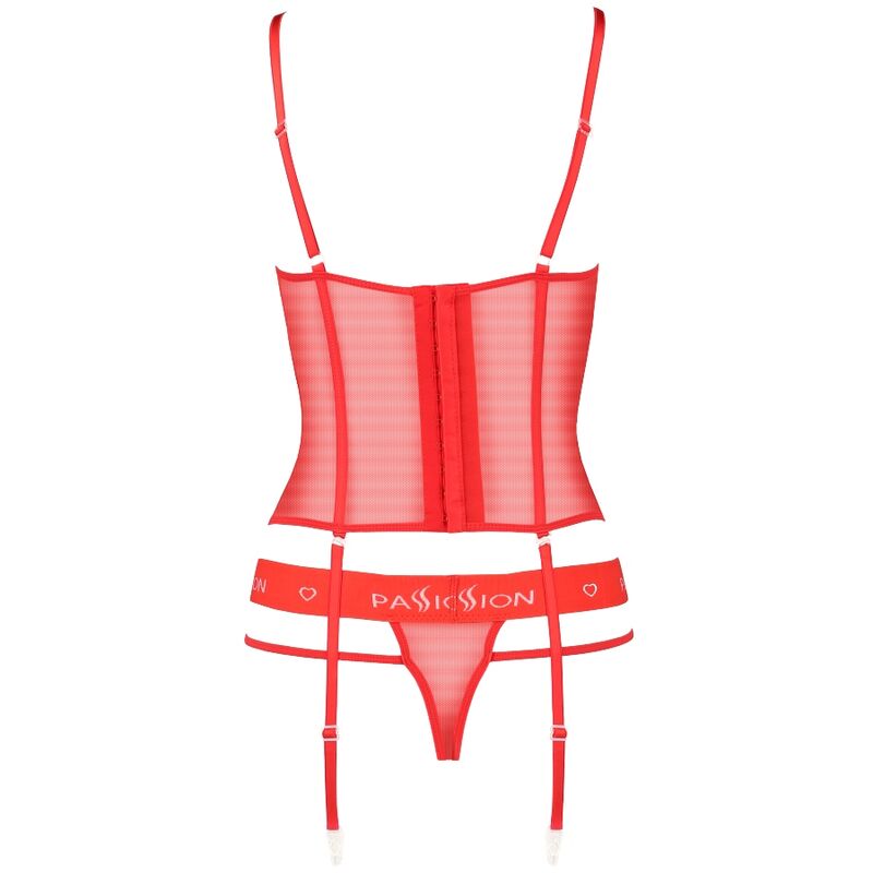 Corset Kyōka rouge avec string assorti — vue de profil