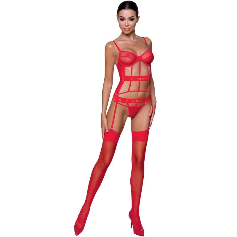 Corset Kyōka rouge avec string assorti — vue principale