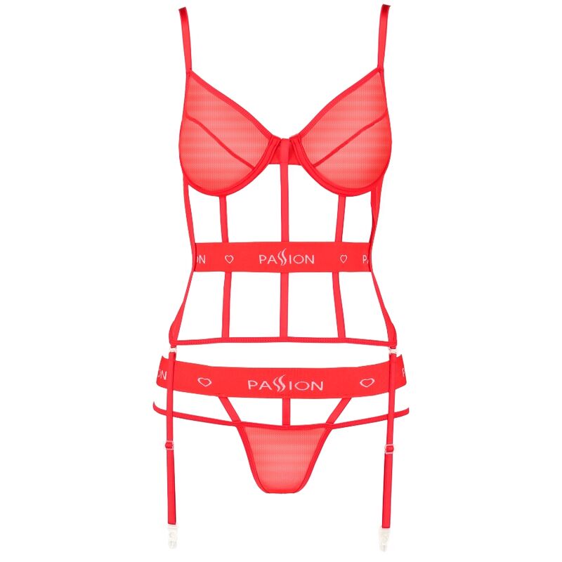 Corset Kyōka rouge avec string assorti — détail produit