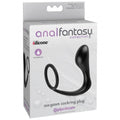 Boite Anal Fantasy Ass-Gasm Cockring Plug montrant l'anneau penien silicone a plug integre pour double action erection et point P.