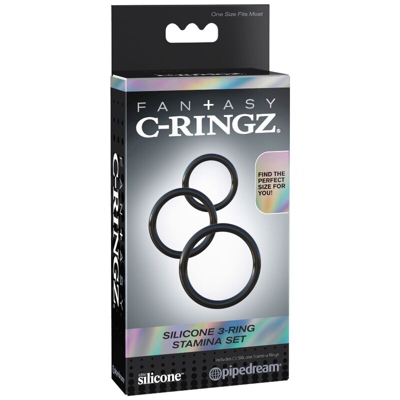 Set de 3 anneaux péniens en silicone extensible — vue de profil