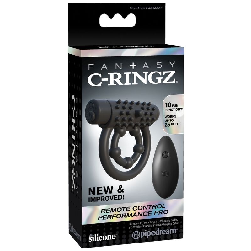 Boite Fantasy C-Ringz Remote Control Performance Pro silicone Pipedream, visuel du cockring vibrant et de la telecommande, sans element anatomique.