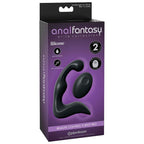 Boite Anal Fantasy Elite Remote Control P-Spot Pro présentant le stimulateur de prostate télécommandé en silicone noir, packaging violet avec vignette du produit.