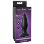 Boite Anal Fantasy Elite Small Rechargeable Anal Plug présentant le petit plug anal vibrant en silicone noir, packaging violet avec vignette et pictogrammes.