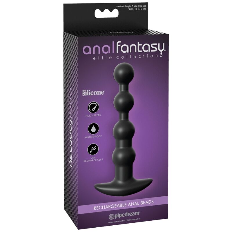 Chapelet anal vibrant rechargeable au design fin — vue de profil