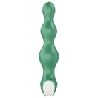 Plug anal Lolli Plug 2 vert vu de face avec base arrondie, sa tige à billes décroissantes en silicone pour débuter ou explorer en douceur, vibrant et étanche.