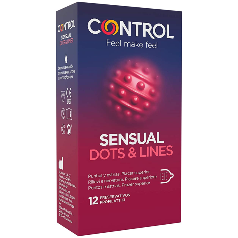 Préservatifs texturés Dots & Lines latex naturel 12 unités — vue principale