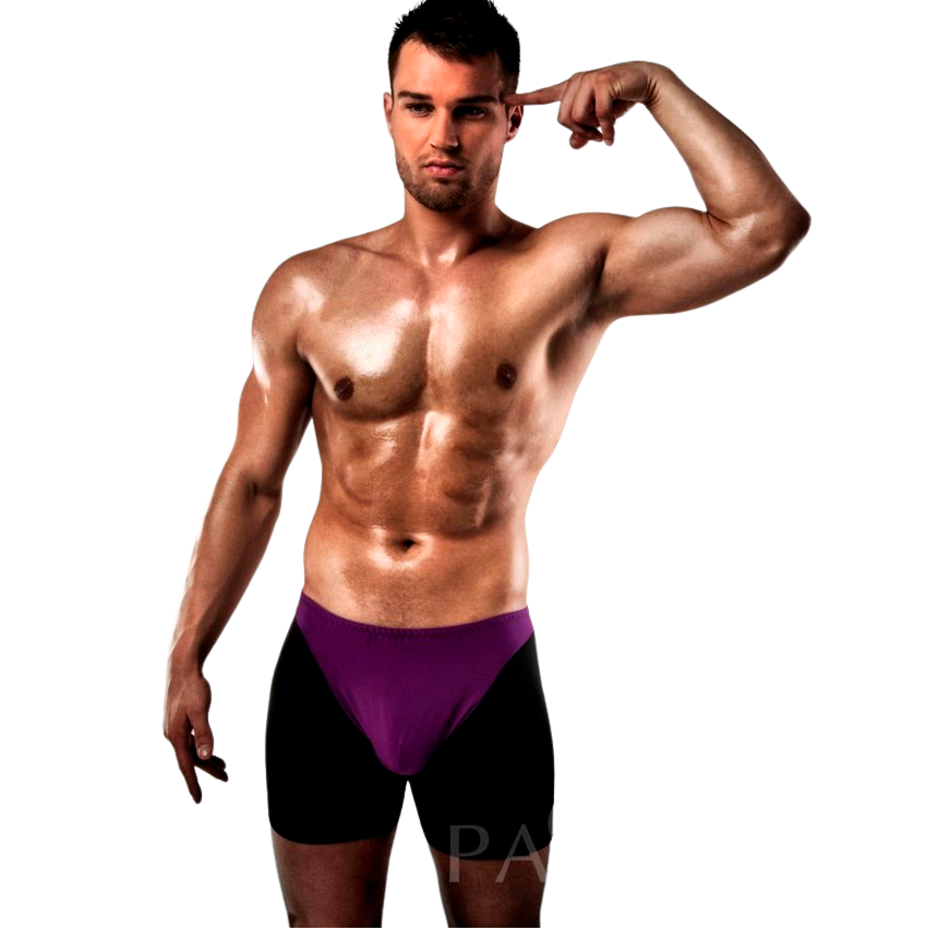 Boxer homme ajusté noir et lilas — vue principale