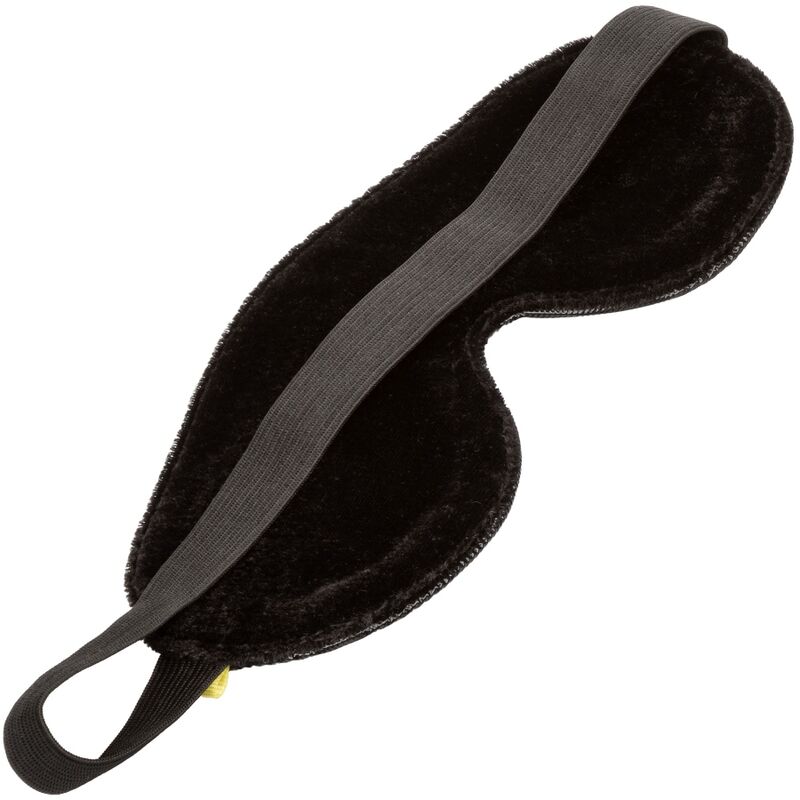 Masque pour les yeux Boundless Blackout vu de dos, intérieur en fausse fourrure noire et large élastique extensible adaptés à tous les gabarits pour un black-out total.