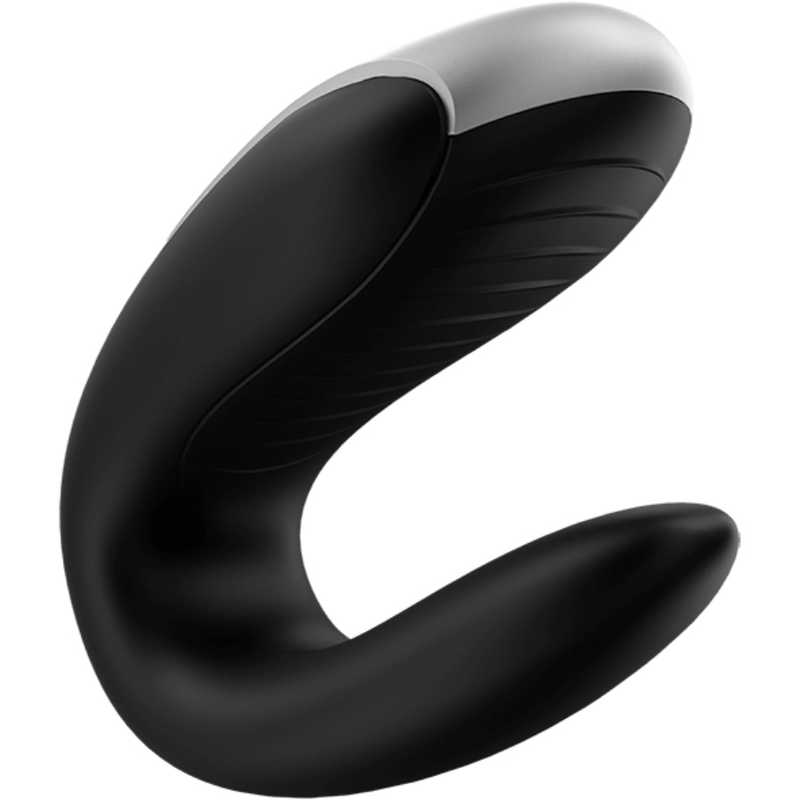 Vibromasseur couple double moteur en U connecté — détail texture surface