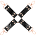 Croix de liaison Begme cuir vegan noir en forme de X, quatre mousquetons or rose pour relier menottes, accessoire bondage hog tie réglable.