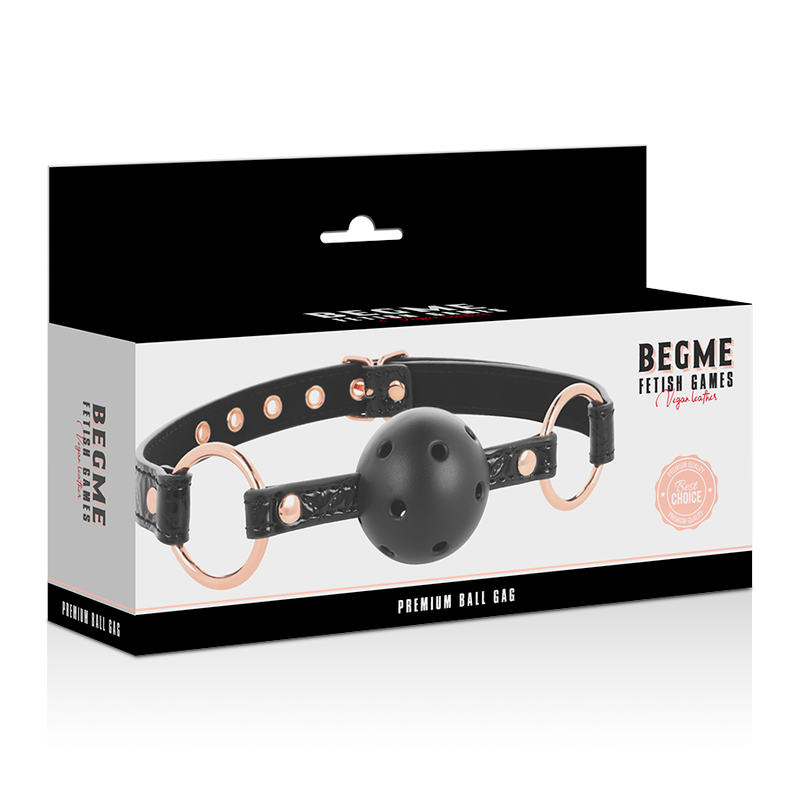Bâillon boule cuir synthétique avec serre-tête réglable — vue de dos