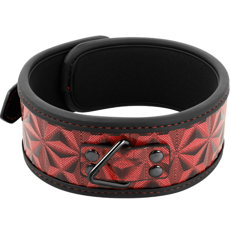 Collier de domination cuir synthétique et néoprène — vue de profil