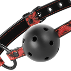 Bâillon boule en cuir végan respirant édition rouge — vue de dos