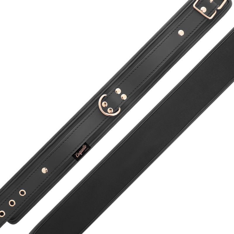 Collier de soumission cuir végan avec laisse et bracelet — détail texture surface