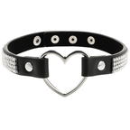 Ras de cou en cuir vegan avec pendentif coeur — vue de profil