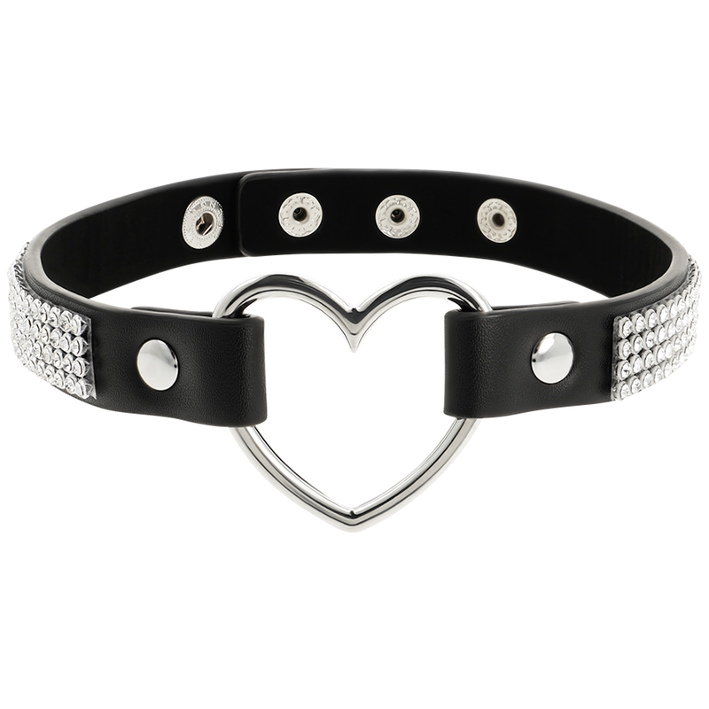 Ras de cou en cuir vegan avec pendentif coeur — vue de profil