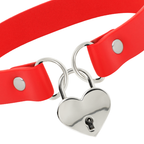 Collier en cuir vegan rouge avec pendentif cœur et clé — vue de dos