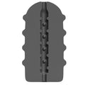 Masturbateur Bumpy All Black, vue en coupe gris fonce montrant les cavernes internes interconnectees du fourreau, 17 cm a stimulation variee et prise en main ergonomique.